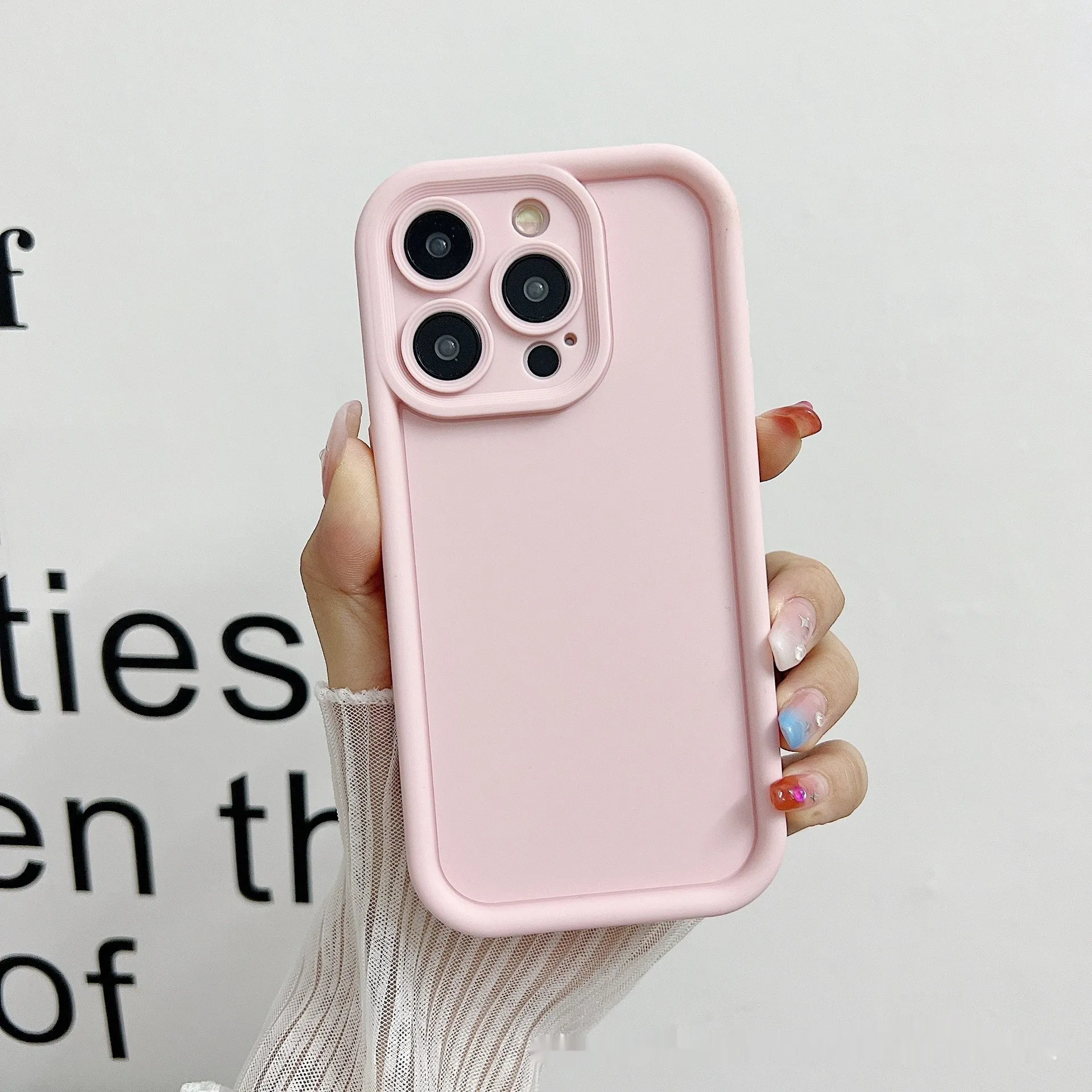 Frosted TPU phone case for Xiaomi with bracket and lanyard holes, solid colour soft shell