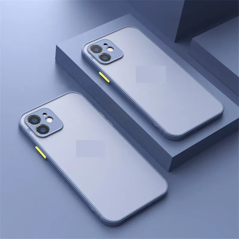 Fine-hole frosted contrast colour phone case for iPhone with silicone back cover