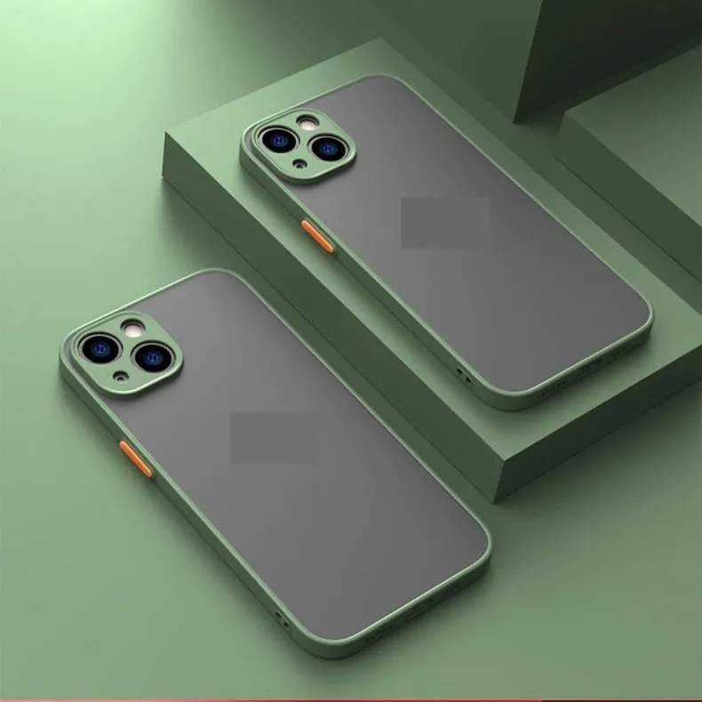 Fine-hole frosted contrast colour phone case for iPhone with silicone back cover