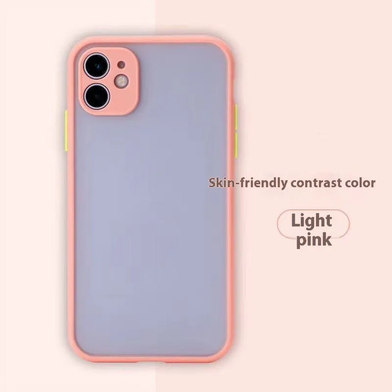 Fine-hole frosted contrast colour phone case for iPhone with silicone back cover
