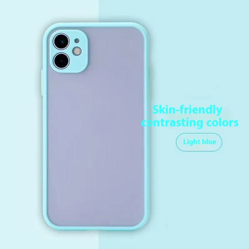 Fine-hole frosted contrast colour phone case for iPhone with silicone back cover