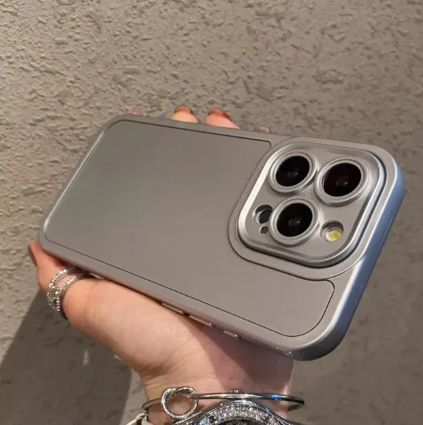 Two-in-one drop-resistant PC phone case for iPhone 12-15 series, grinding finish, five colour options including gray black and titanium silver