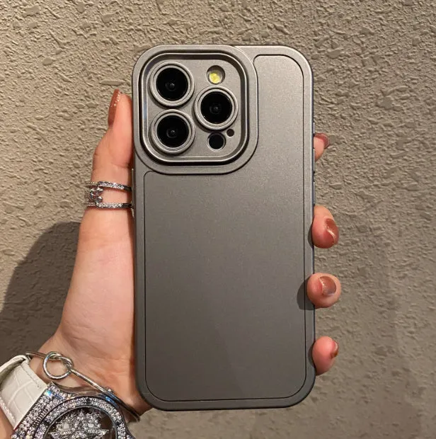 Two-in-one drop-resistant PC phone case for iPhone 12-15 series, grinding finish, five colour options including gray black and titanium silver