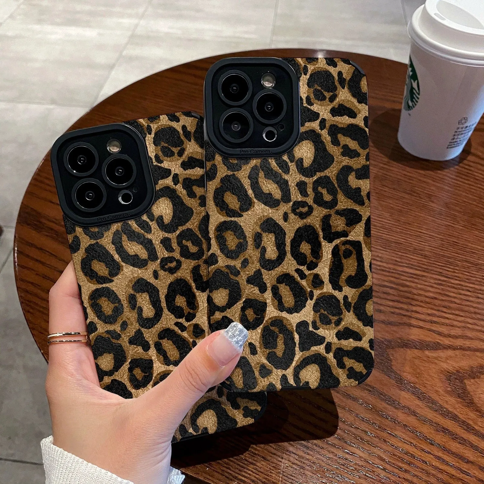 Gold leopard print imitation leather all-inclusive phone case for Apple iPhone