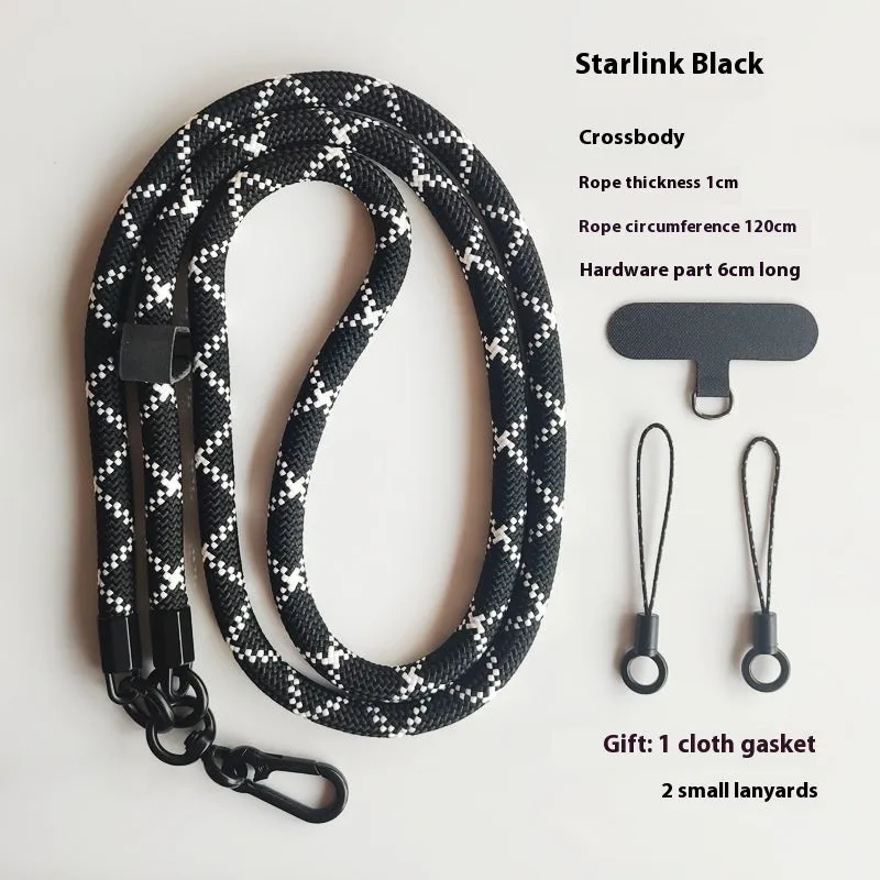 Mobile phone lanyard crossbody sling with anti-lost polyester rope and metal buckle