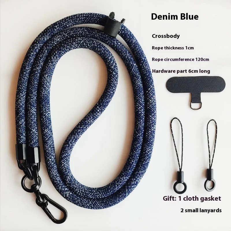 Mobile phone lanyard crossbody sling with anti-lost polyester rope and metal buckle