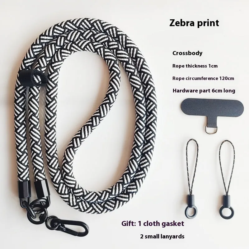 Mobile phone lanyard crossbody sling with anti-lost polyester rope and metal buckle