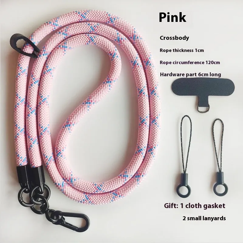 Mobile phone lanyard crossbody sling with anti-lost polyester rope and metal buckle