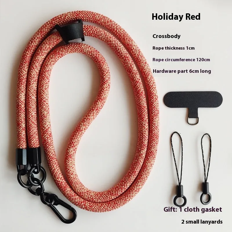 Mobile phone lanyard crossbody sling with anti-lost polyester rope and metal buckle