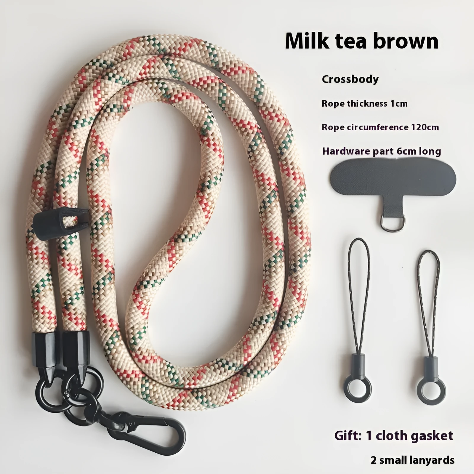 Mobile phone lanyard crossbody sling with anti-lost polyester rope and metal buckle
