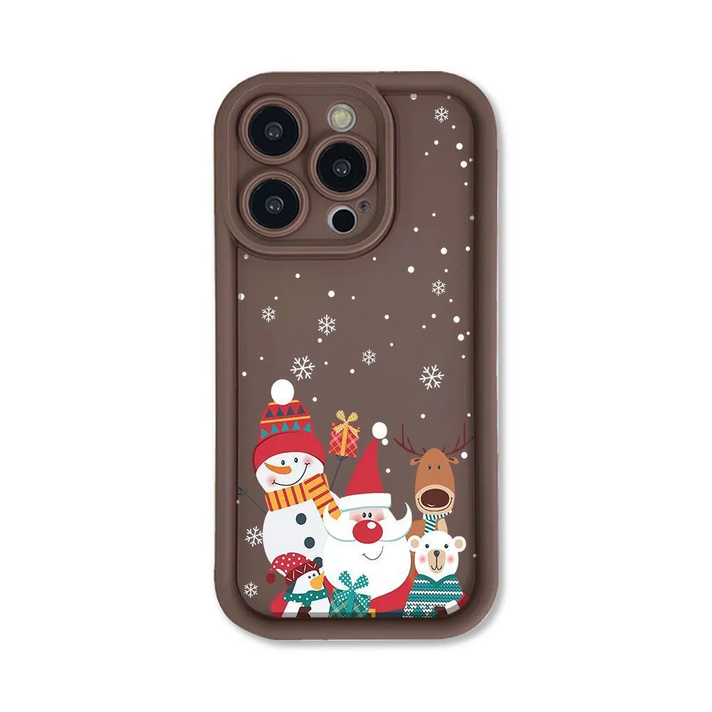 Cute Santa Claus Christmas pattern frosted silicone phone case for iPhone shockproof protection in black