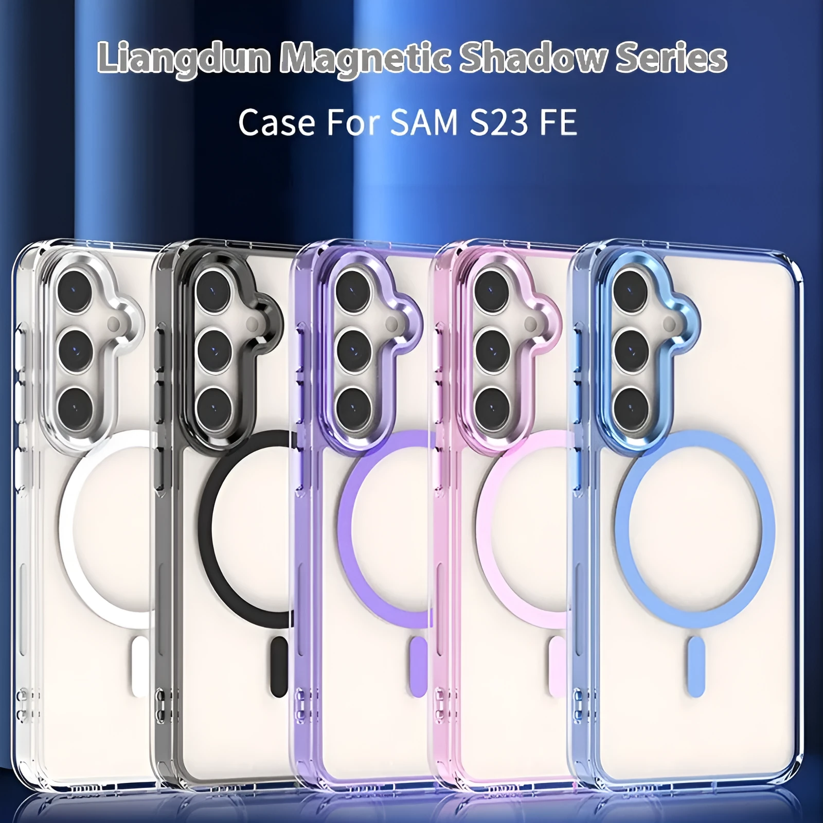 Transparent magnetic anti drop silicone phone case for Samsung Galaxy S23 FE with metal lens ring