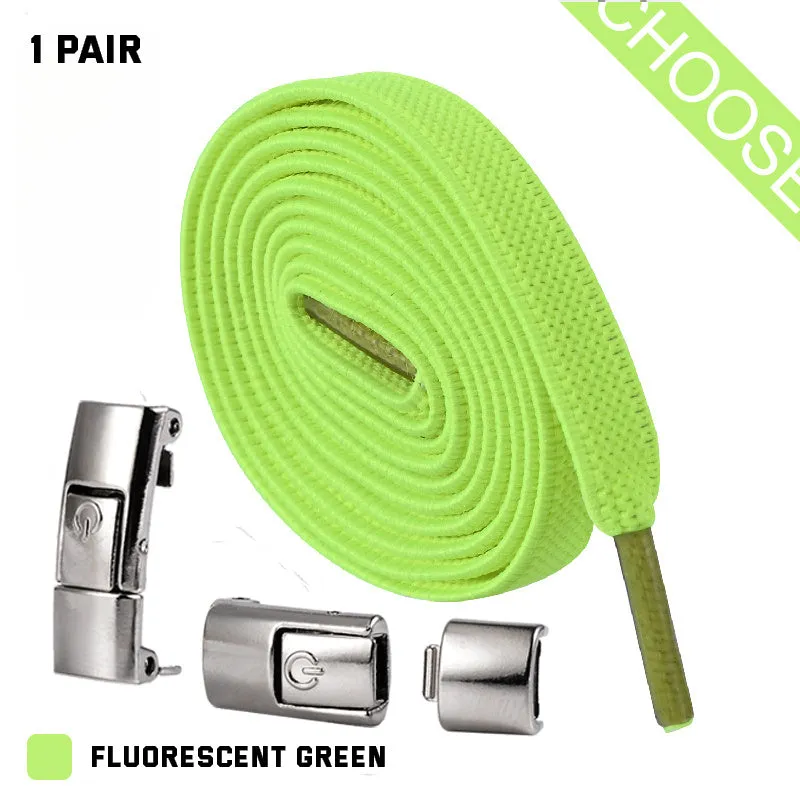 8mm wide press lock elastic shoelaces in various colours with a curved fit design.