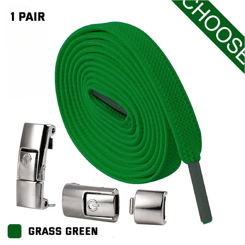 8mm wide press lock elastic shoelaces in various colours with a curved fit design.
