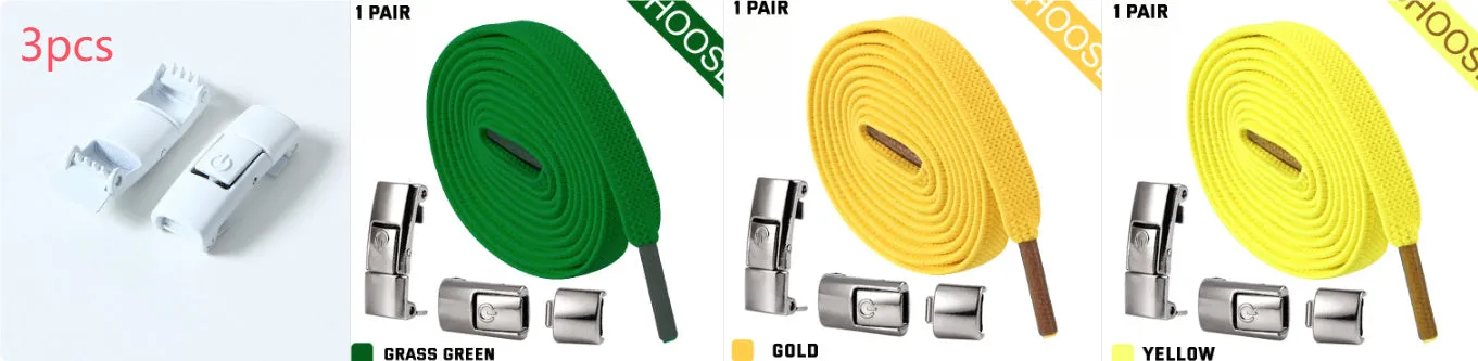 8mm wide press lock elastic shoelaces in various colours with a curved fit design.