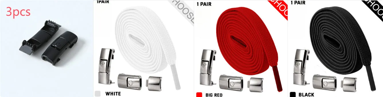 8mm wide press lock elastic shoelaces in various colours with a curved fit design.