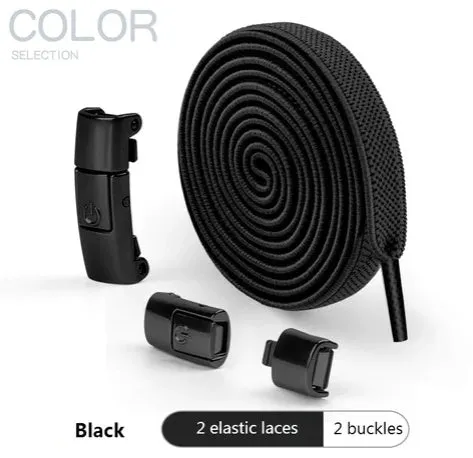 8mm wide press lock elastic shoelaces in various colours with a curved fit design.