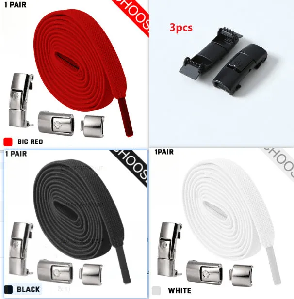 8mm wide press lock elastic shoelaces in various colours with a curved fit design.
