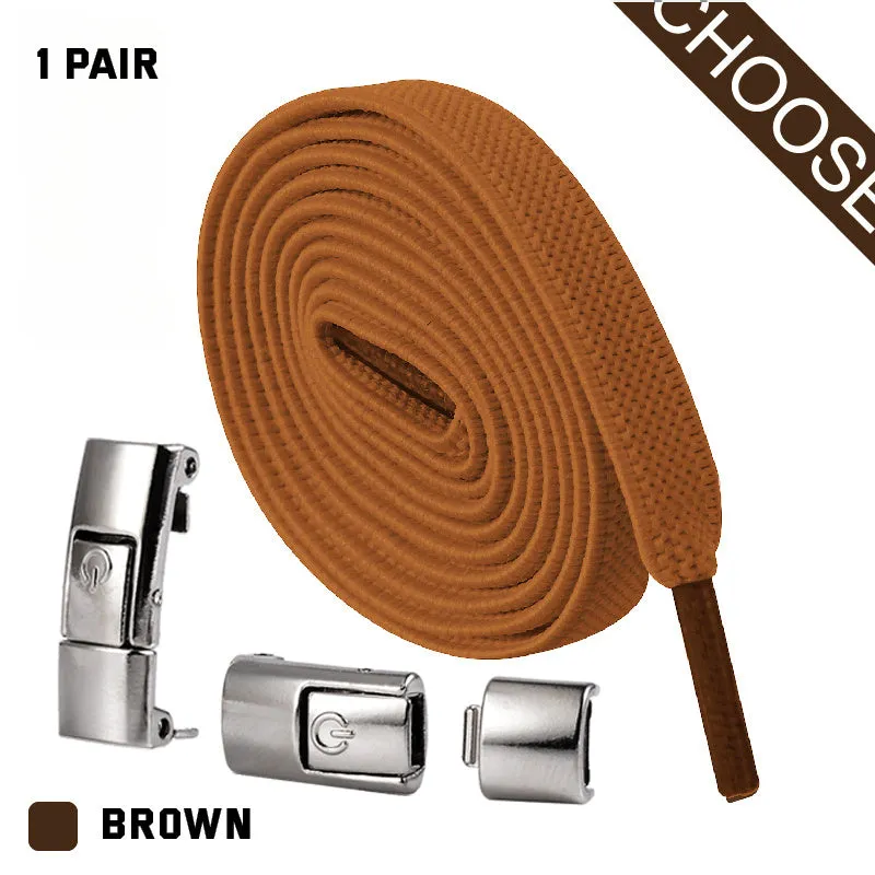8mm wide press lock elastic shoelaces in various colours with a curved fit design.