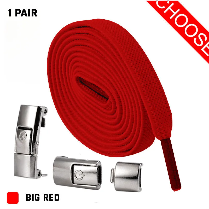 8mm wide press lock elastic shoelaces in various colours with a curved fit design.