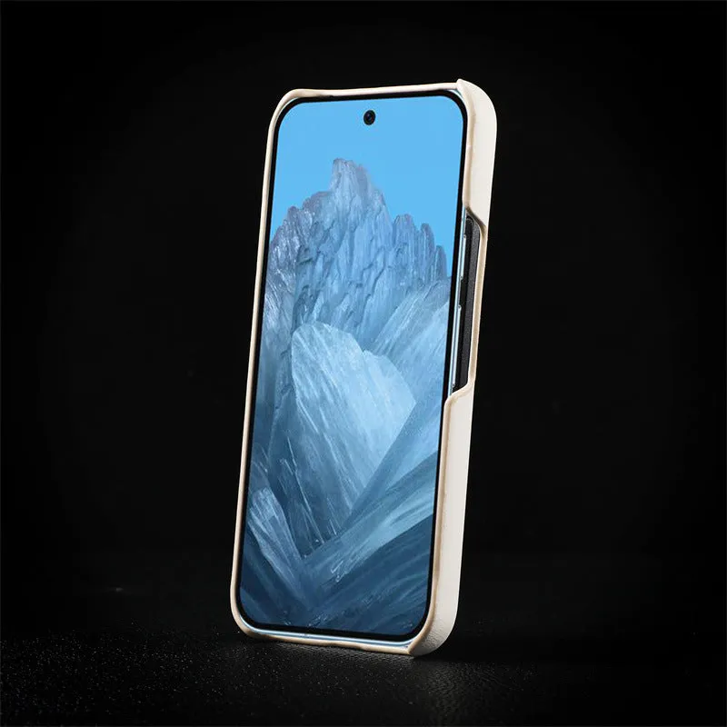 Magnetic lambskin phone case for Google Pixel, anti-fall back cover in black with soft skin feeling finish