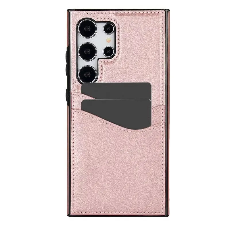 Business simplicity phone case card holster in silicone for Samsung and iPhone models, black colour, with card slot