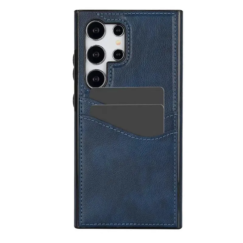 Business simplicity phone case card holster in silicone for Samsung and iPhone models, black colour, with card slot
