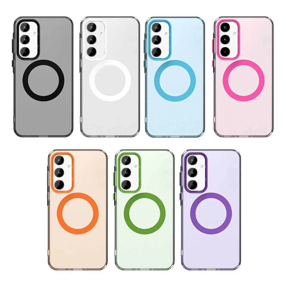 Matte frosted magnetic phone case for Samsung Galaxy S25 series, black colour, with built-in kickstand