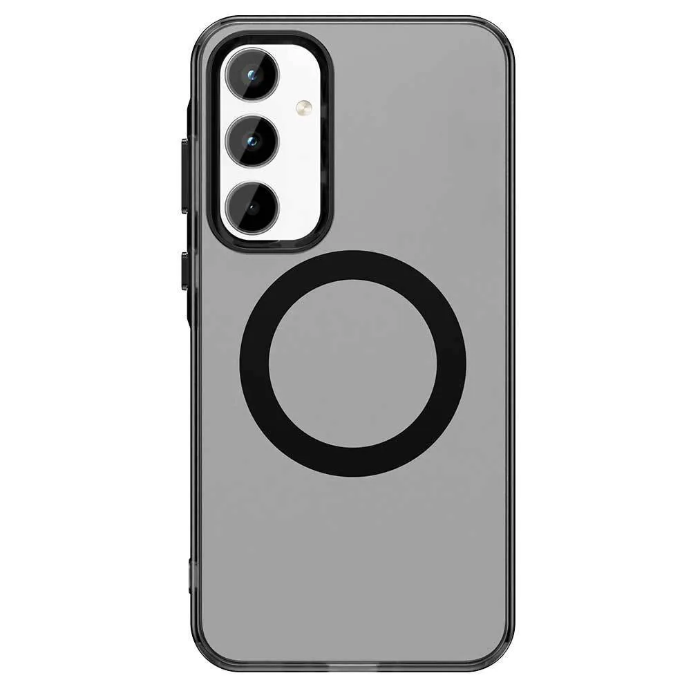 Matte frosted magnetic phone case for Samsung Galaxy S25 series, black colour, with built-in kickstand