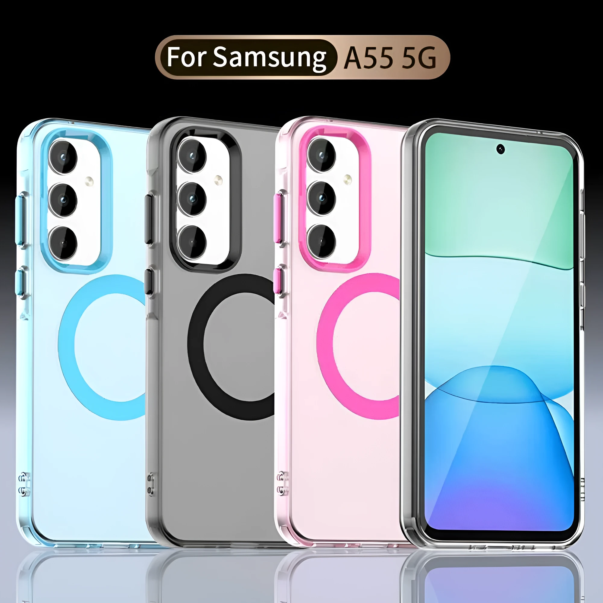 Matte frosted magnetic phone case for Samsung Galaxy S25 series, black colour, with built-in kickstand