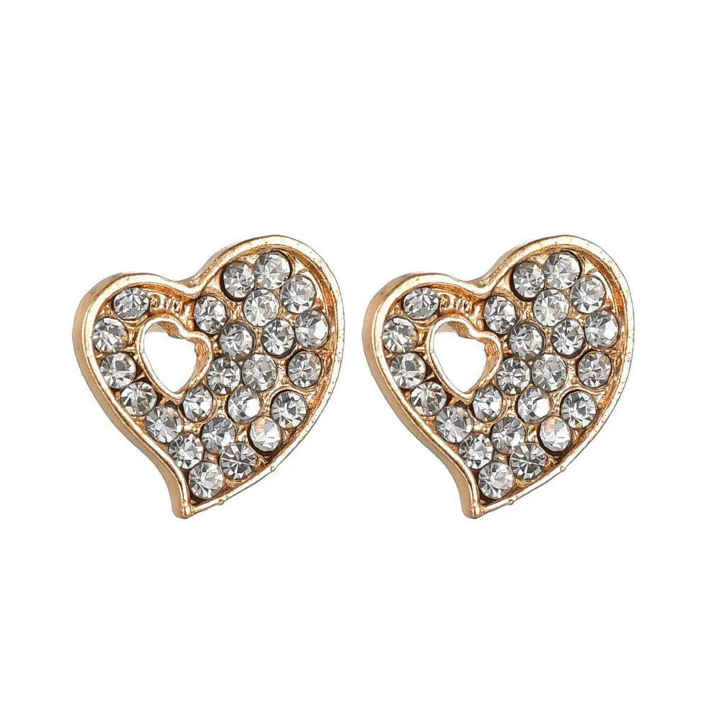 Gold tone alloy jewellery set with earrings, pendant and bracelet featuring love, water drop or bell patterns