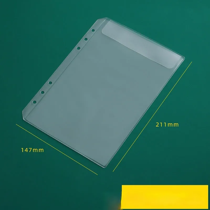 Transparent PVC A5 zipper bag with 6 holes for loose-leaf notebook