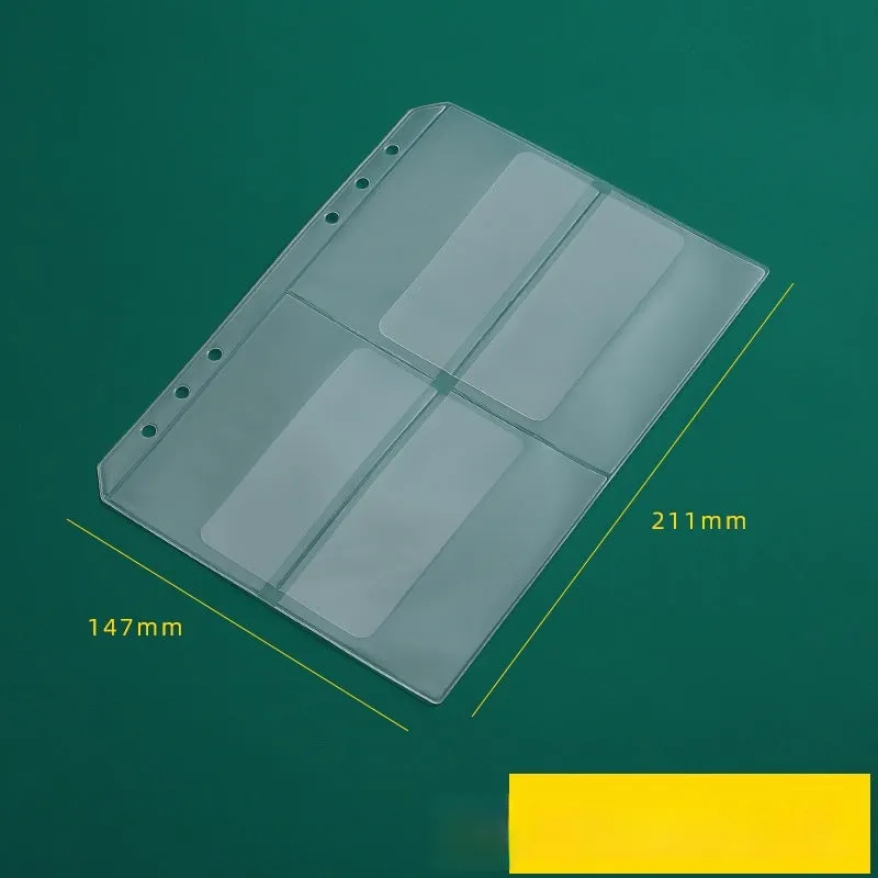 Transparent PVC A5 zipper bag with 6 holes for loose-leaf notebook