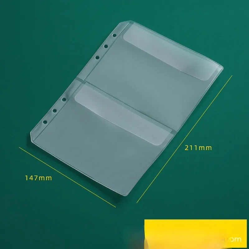 Transparent PVC A5 zipper bag with 6 holes for loose-leaf notebook