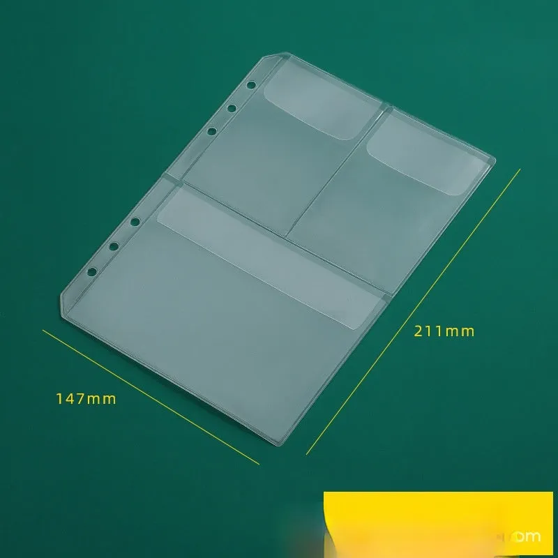 Transparent PVC A5 zipper bag with 6 holes for loose-leaf notebook