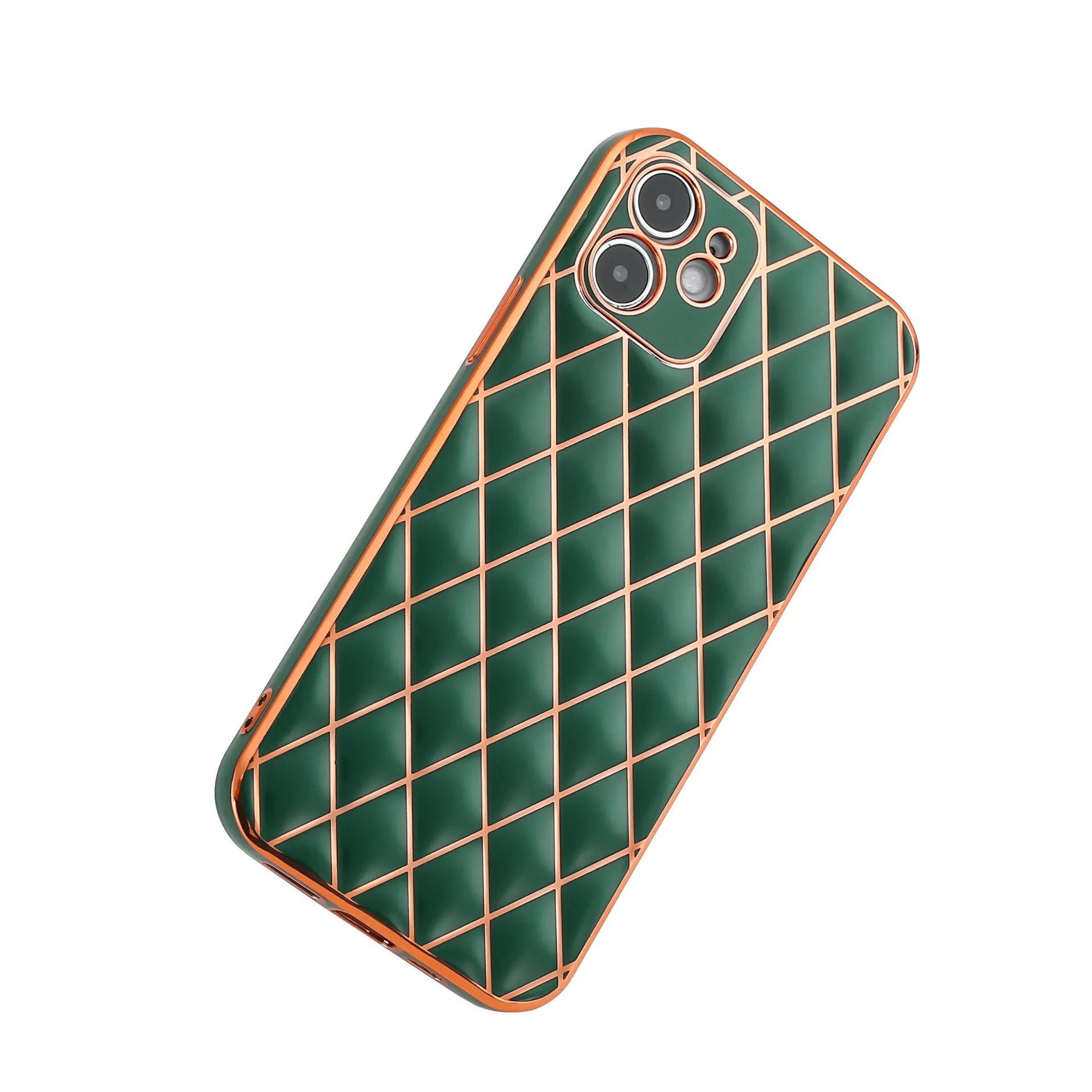 Electroplated diamond pattern TPU phone case for Apple iPhone in black, back cover style