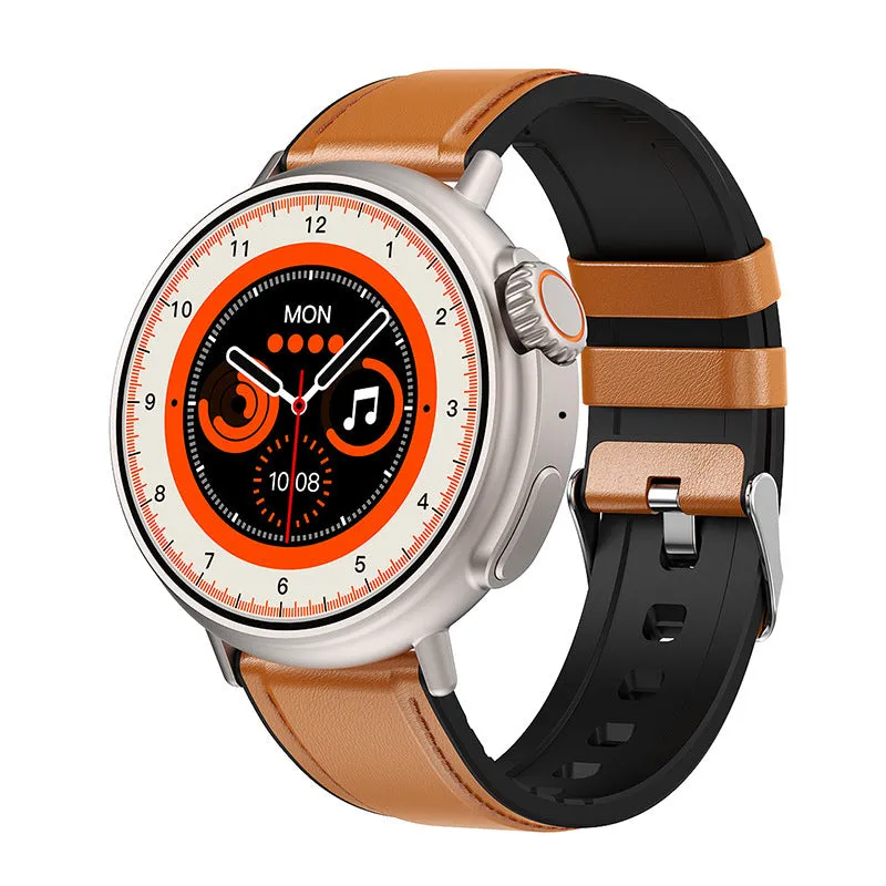 K9 smart watch with round screen showing health metrics, zinc alloy case, silicone strap in multiple colours