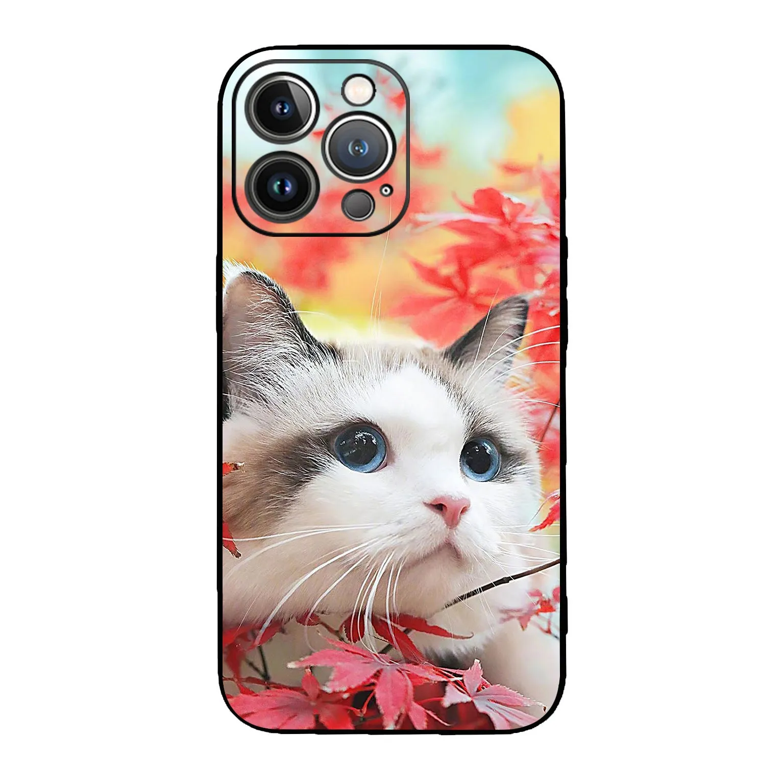 Glass phone case with painted tiger animal design for Apple iPhone back cover