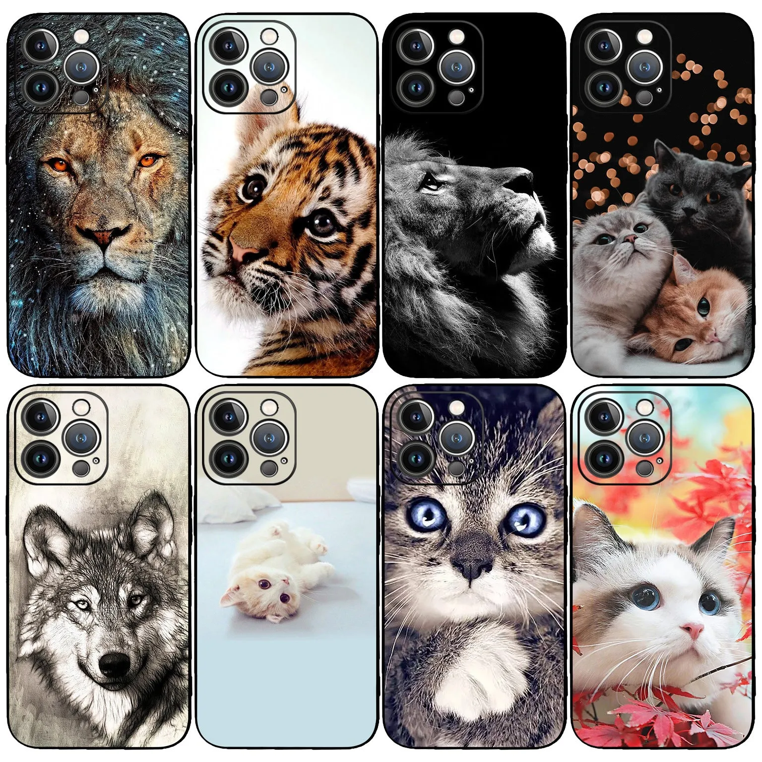 Glass phone case with painted tiger animal design for Apple iPhone back cover