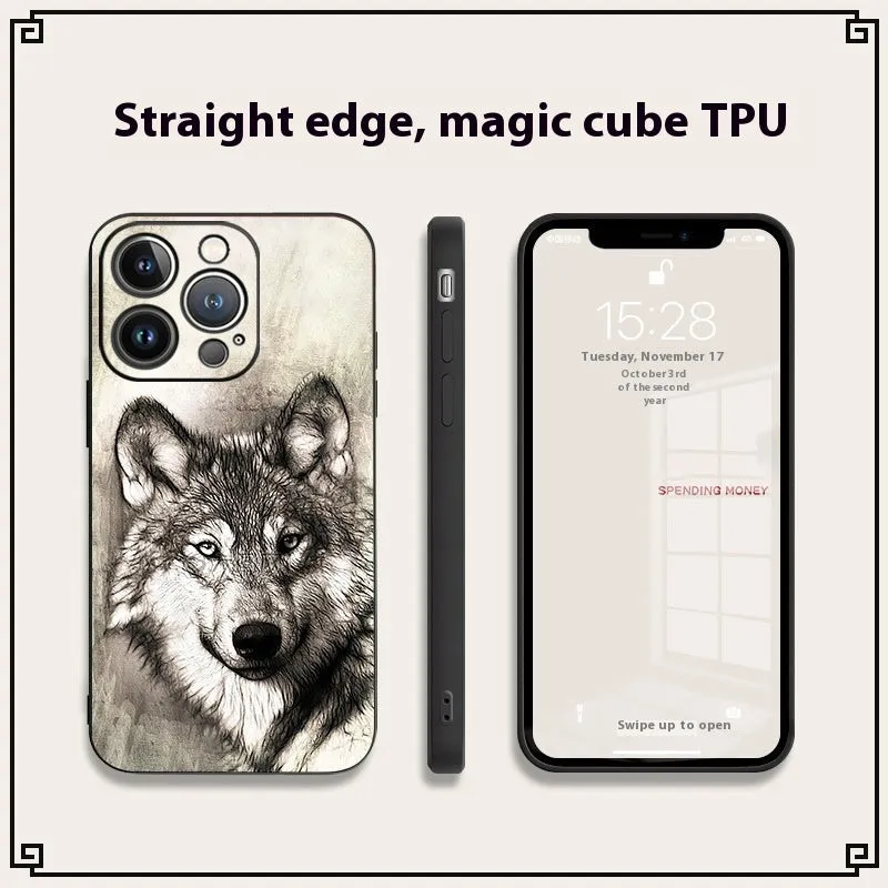 Glass phone case with painted tiger animal design for Apple iPhone back cover