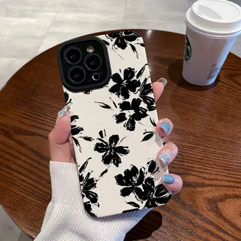 Black and white leopard print TPU phone case for Apple 15 15PRO with all-inclusive protective design