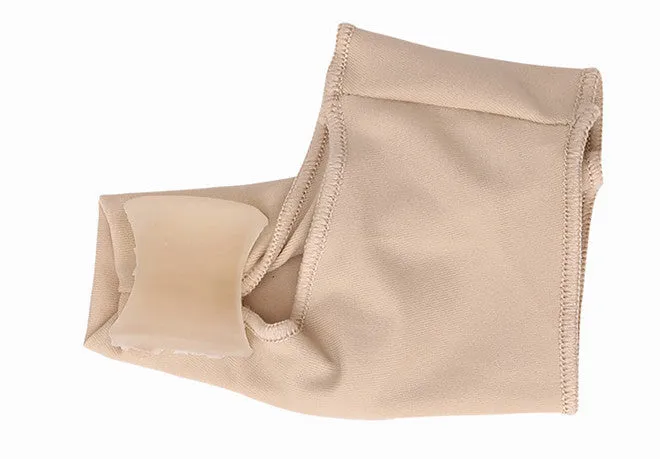 Corrective bunion relief socks with silicone gel toe separator in small, medium, and large sizes.