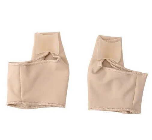 Corrective bunion relief socks with silicone gel toe separator in small, medium, and large sizes.