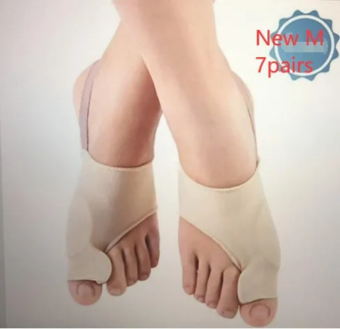 Corrective bunion relief socks with silicone gel toe separator in small, medium, and large sizes.