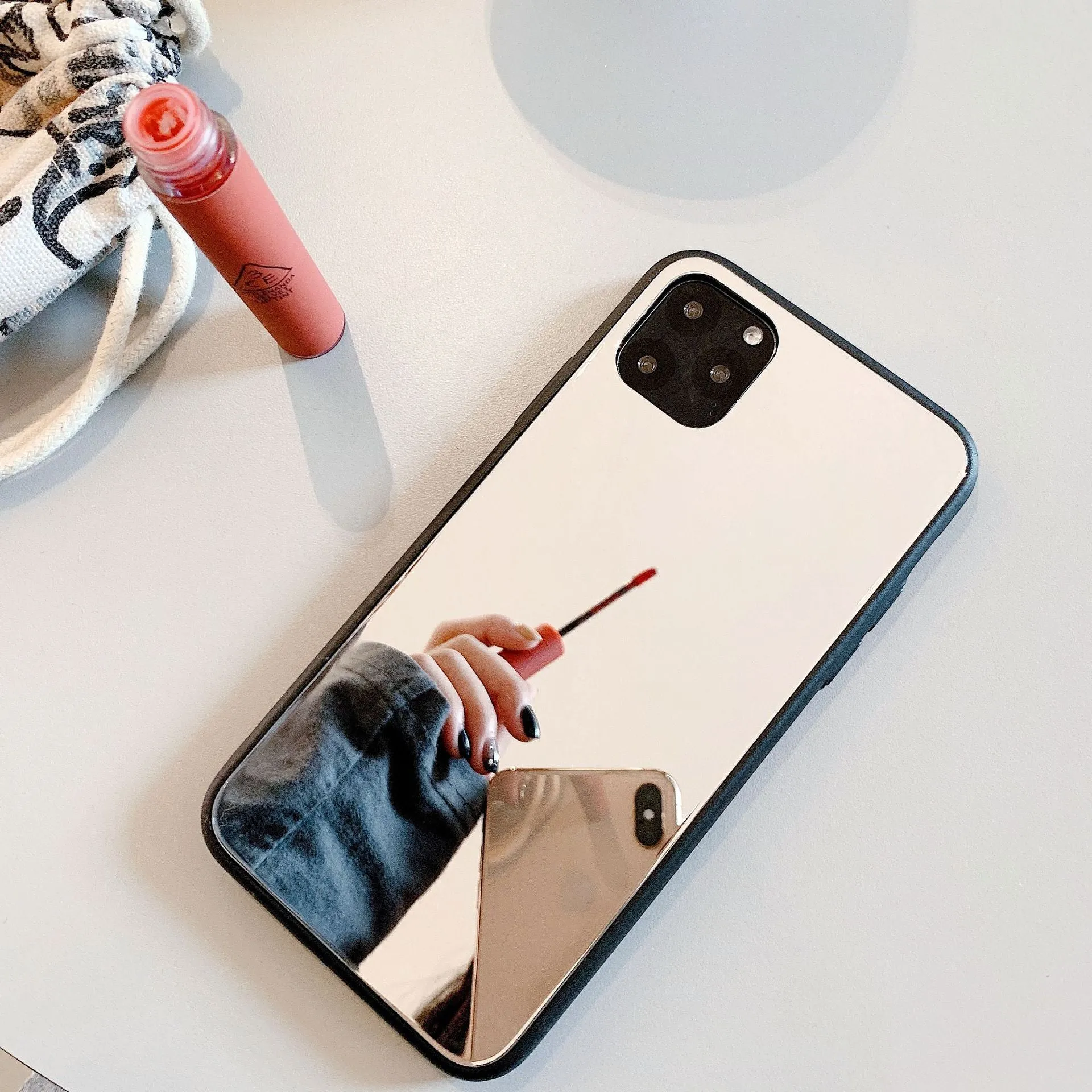 Glass mirror phone case with cosmetic mirror finish for iPhone 14 Pro Max