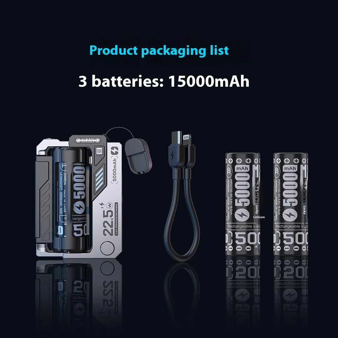 Cartridge replacement power bank with ABS shell and TYPE-C plug in Mecha Gray showing modular battery slots