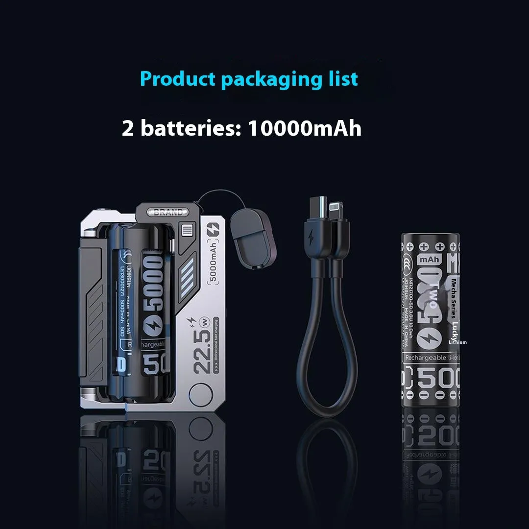 Cartridge replacement power bank with ABS shell and TYPE-C plug in Mecha Gray showing modular battery slots