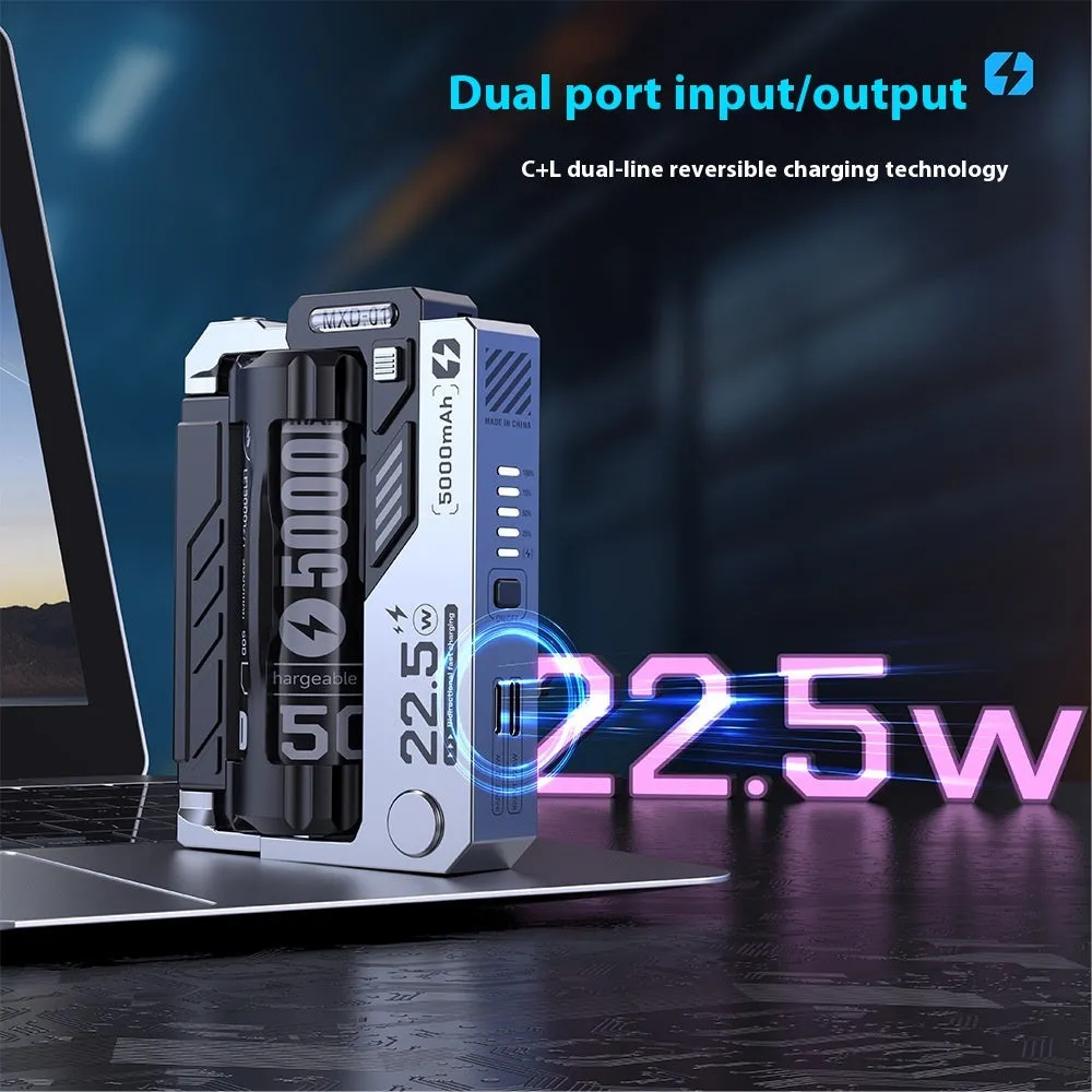 Cartridge replacement power bank with ABS shell and TYPE-C plug in Mecha Gray showing modular battery slots