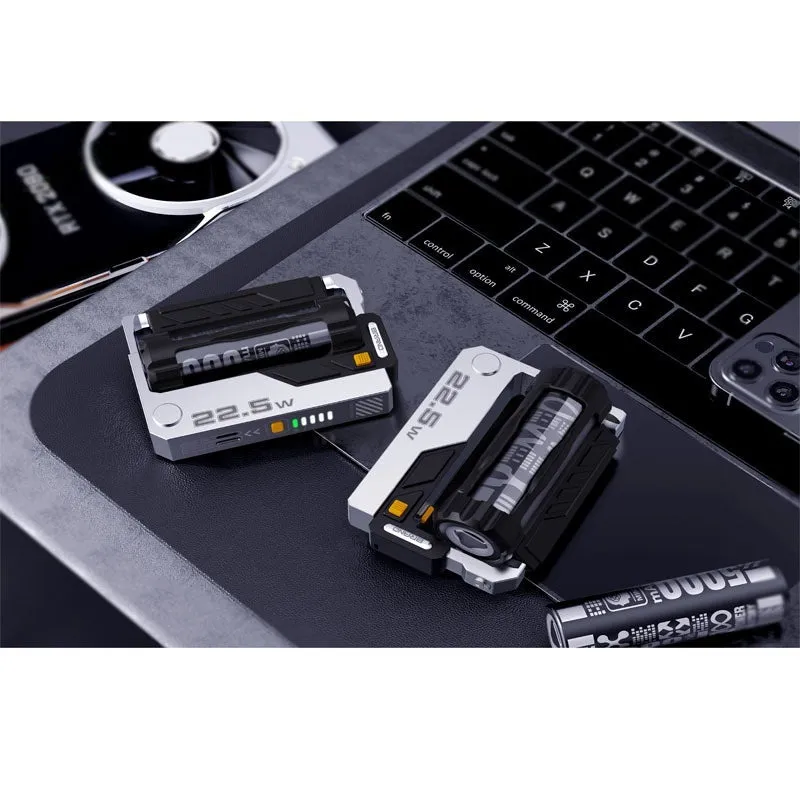 Cartridge replacement power bank with ABS shell and TYPE-C plug in Mecha Gray showing modular battery slots