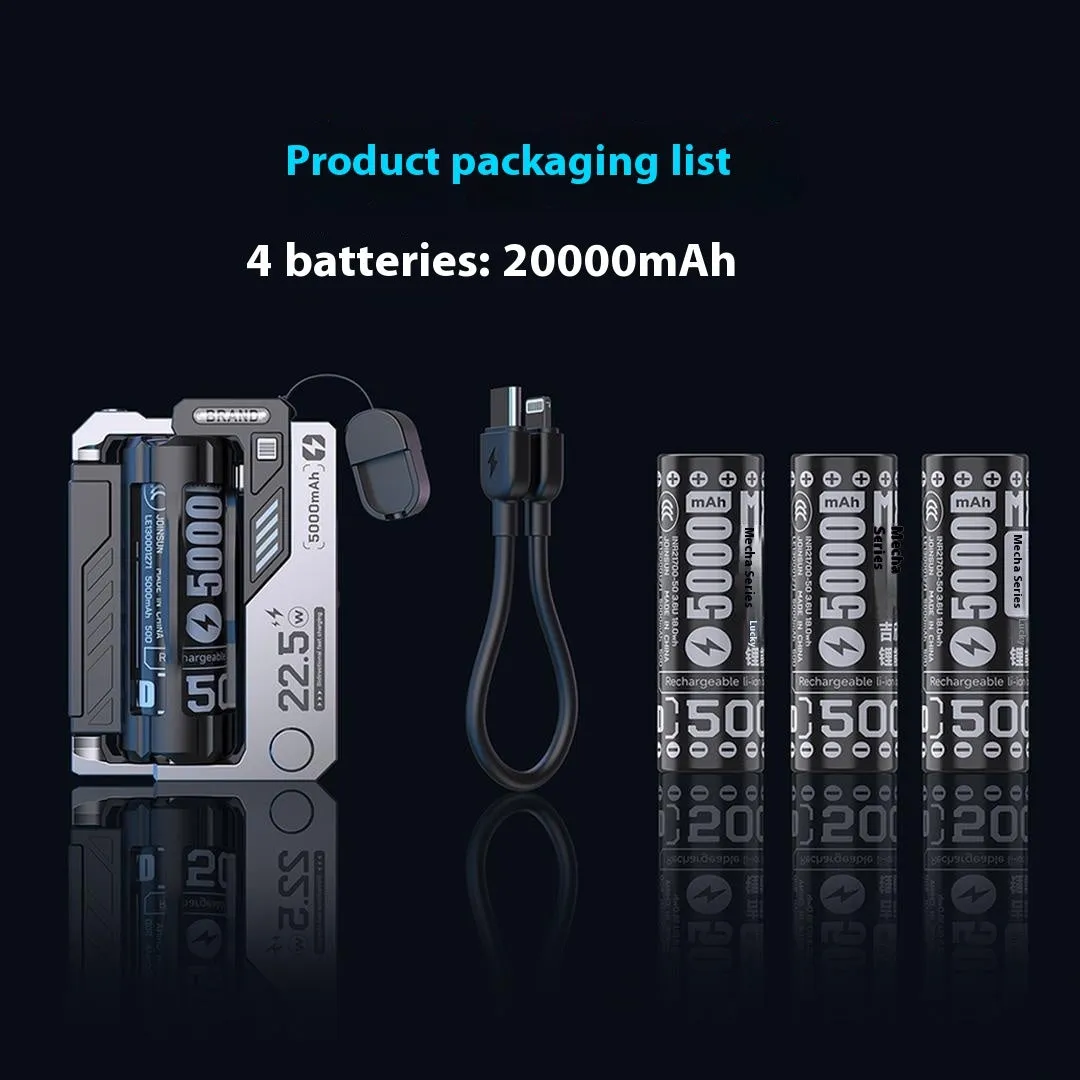 Cartridge replacement power bank with ABS shell and TYPE-C plug in Mecha Gray showing modular battery slots
